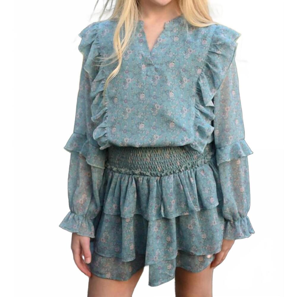 NEW PLEAT girls campbell dress in whimsy teal